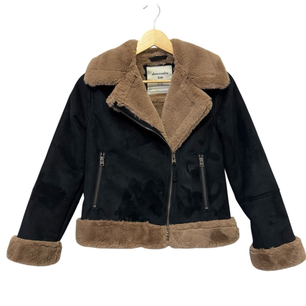 Black and Tan Faux Suede with Fur Jacket